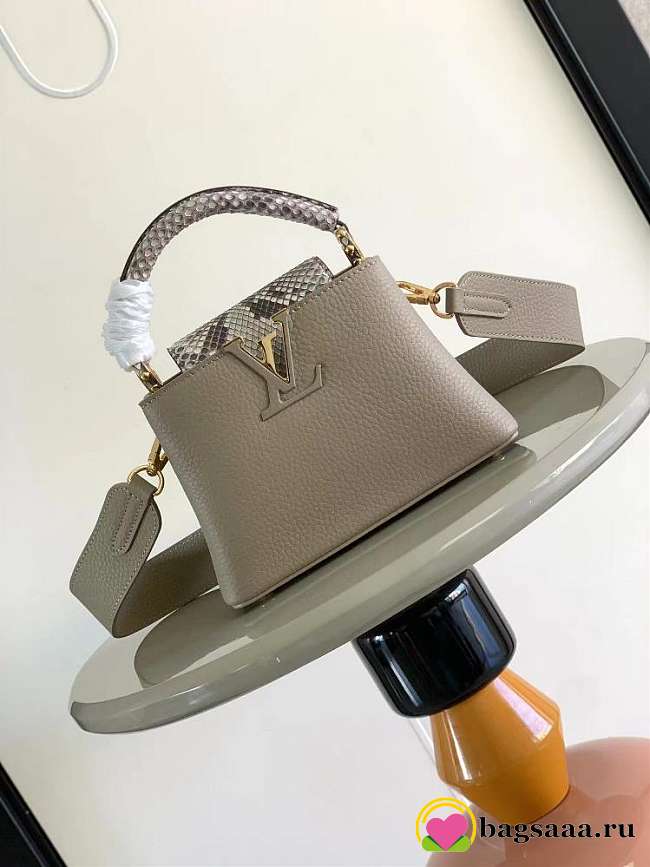 Bagsaaa Louis Vuitton Capucines BB Light Grey Python Handle -  21x14x8cm - 1