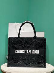 Bagsaaa Dior Book Tote Medium Black D-Lace Butterfly Embroidery with 3D Macramé Effect - 1