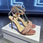 Bagsaaa Dior Dway Heeled Sandal  Metallic Thread Embroidered Satin - 4