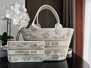 	 Bagsaaa Dior Hat Basket Bag White and Gold-tone Gradient Butterflies Embroidery - 1
