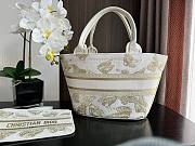 	 Bagsaaa Dior Hat Basket Bag White and Gold-tone Gradient Butterflies Embroidery - 5