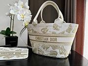 	 Bagsaaa Dior Hat Basket Bag White and Gold-tone Gradient Butterflies Embroidery - 4