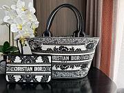 Bagsaaa Dior Hat Basket Bag White and Black Butterfly Bandana Embroidery - 1