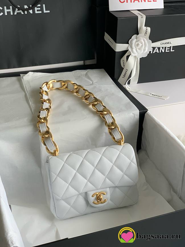 	 Bagsaaa Chanel Funky Town Small Flap Bag In White - 17x21x6cm - 1