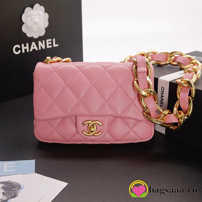 	 Bagsaaa Chanel Funky Town Small Flap Bag In Pink - 17x21x6cm - 1