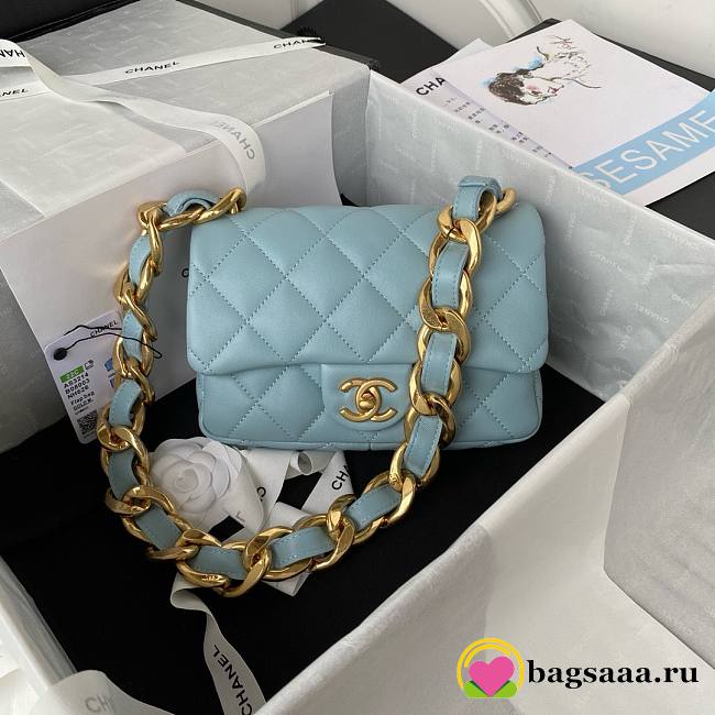 	 Bagsaaa Chanel Funky Town Small Flap Bag In Blue - 17x21x6cm - 1