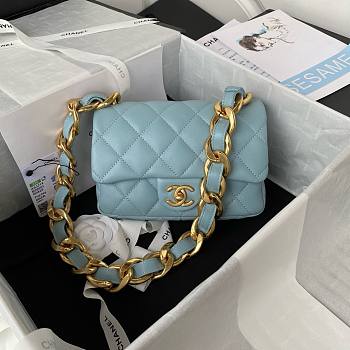 	 Bagsaaa Chanel Funky Town Small Flap Bag In Blue - 17x21x6cm