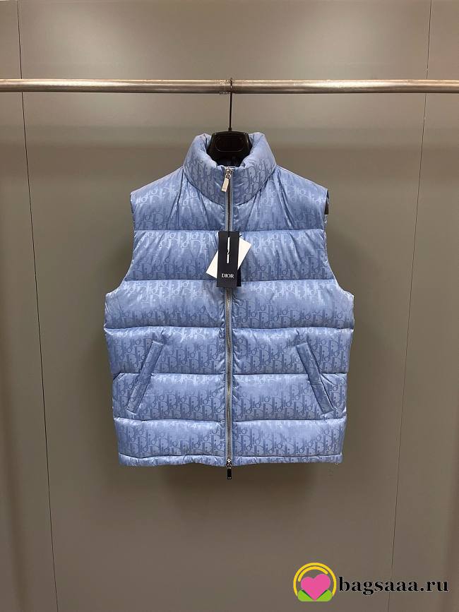 Bagsaaa Dior Oblique Down Vest Blue Technical Jacquard - 1