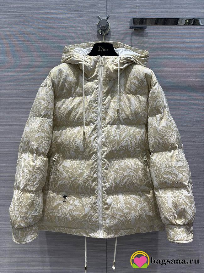 Bagsaaa Dior Alps Hooded Puffer Jacket  White with Gold-Tone Allover Butterfly Motif - 1