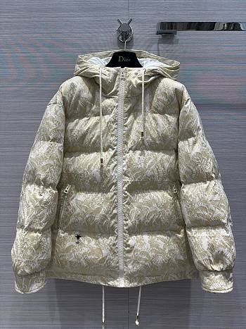 Bagsaaa Dior Alps Hooded Puffer Jacket  White with Gold-Tone Allover Butterfly Motif