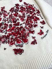 Bagsaaa Dior Embroidered Sweater Ecru and Red Cashmere Knit  - 5