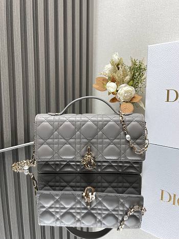 	 Bagsaaa Miss Dior Bag In Grey - 21x11.5x4.5cm