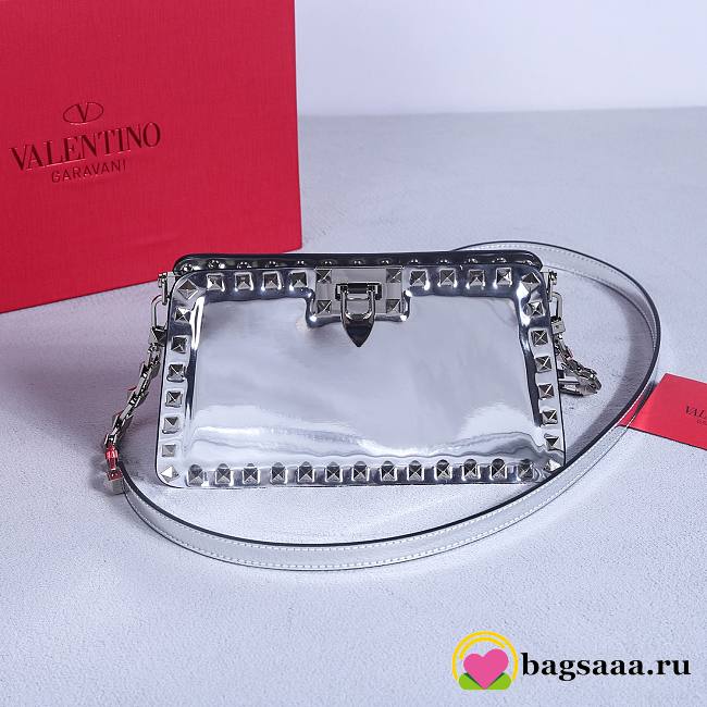 	 Bagsaaa Valentino Garavani Rockstud bag in calfskin silver - 21*12*6cm - 1