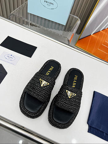 Bagsaaa Prada woven flatform sandals black