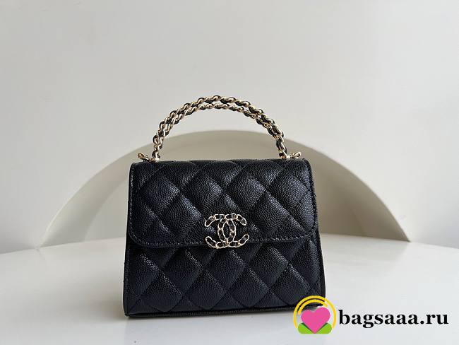 	 Bagsaaa Chanel Top Handle Black Caviar Bag - 14.5x11.5x5.5cm - 1