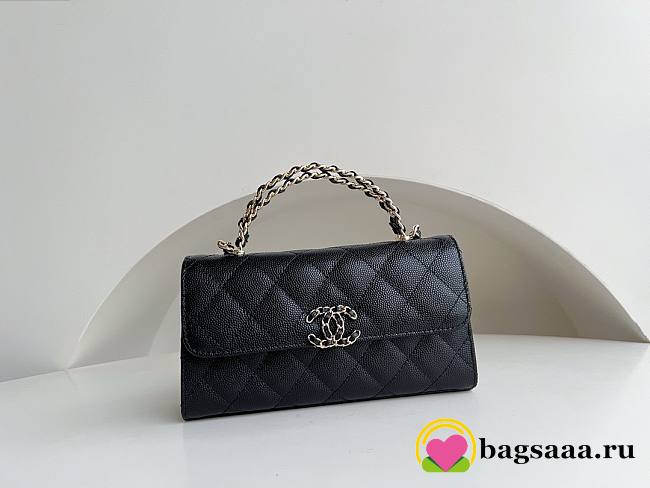 	 Bagsaaa Chanel Top Handle Black Caviar Bag - 18x10x4.5cm - 1