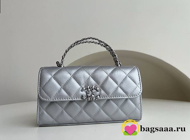 	 Bagsaaa Chanel Top Handle Silver Caviar Bag - 18x10x4.5cm - 1