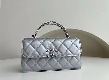 	 Bagsaaa Chanel Top Handle Silver Caviar Bag - 18x10x4.5cm