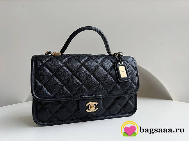 Bagsaaa Chanel School Memory Top Handle Flap Bag Black Caviar - 25x21.5x7cm - 1