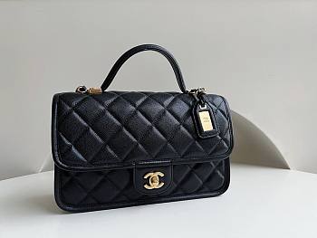 Bagsaaa Chanel School Memory Top Handle Flap Bag Black Caviar - 25x21.5x7cm