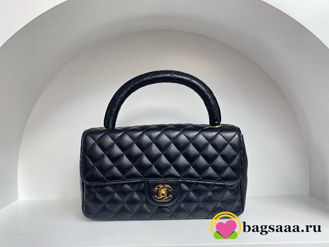 Bagsaaa Chanel Top Handle Soft Leather Black Medium size - 25cm - 1