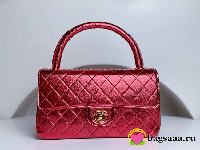 Bagsaaa Chanel Vintage Red Leather Top handle Flap Bag - 25cm - 1