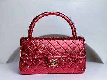 Bagsaaa Chanel Vintage Red Leather Top handle Flap Bag - 25cm