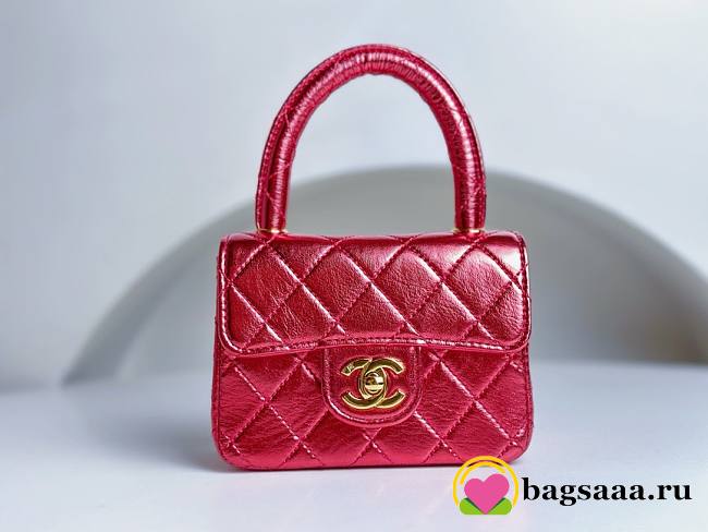 	 Bagsaaa Chanel Vintage Red Leather Top handle Flap Bag - 18cm - 1