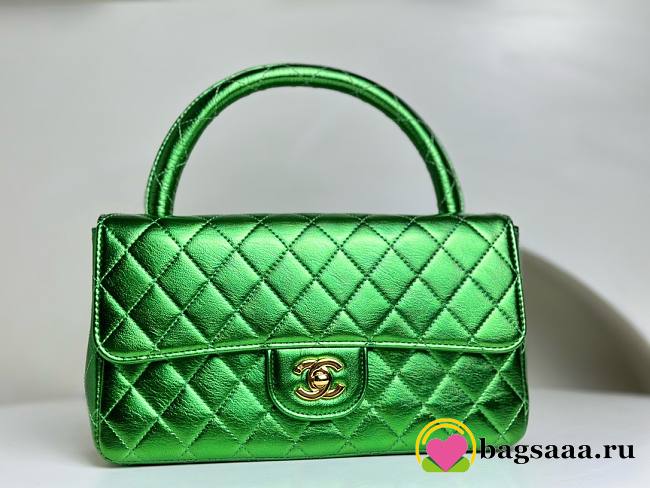 	 Bagsaaa Chanel Vintage Green Leather Top handle Flap Bag - 25cm - 1