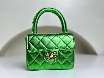 	 Bagsaaa Chanel Vintage Green Leather Top handle Flap Bag - 18cm