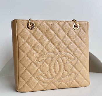 Bagsaaa Chanel Shopping Tote Caviar Leather In Beige - 24x25.5cm