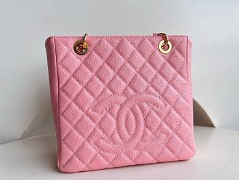 	 Bagsaaa Chanel Shopping Tote Caviar Leather In Pink - 24x25.5cm