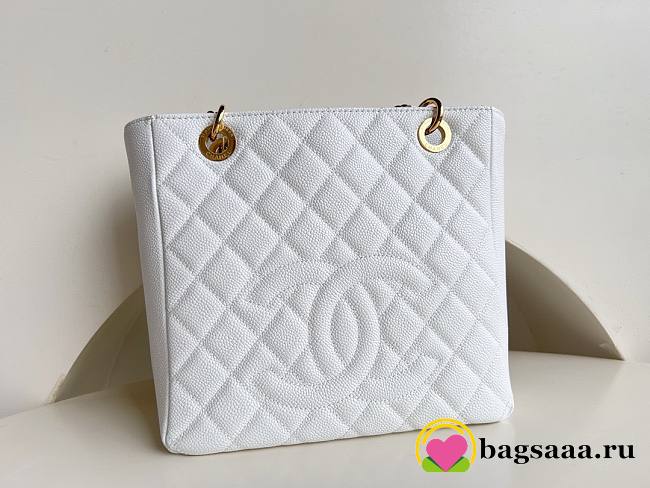 	 Bagsaaa Chanel Shopping Tote Caviar Leather In White - 24x25.5cm - 1