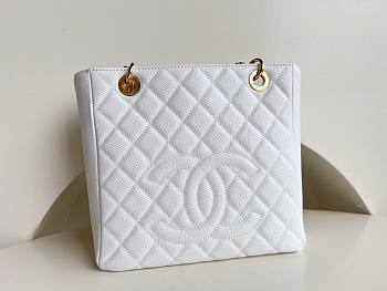 	 Bagsaaa Chanel Shopping Tote Caviar Leather In White - 24x25.5cm
