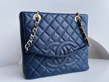	 Bagsaaa Chanel Shopping Tote Caviar Leather In Blue - 24x25.5cm