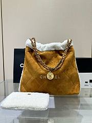 Bagsaaa Chanel 22 Bag Brown Suede Gold Hardware - 39x42x8cm - 1