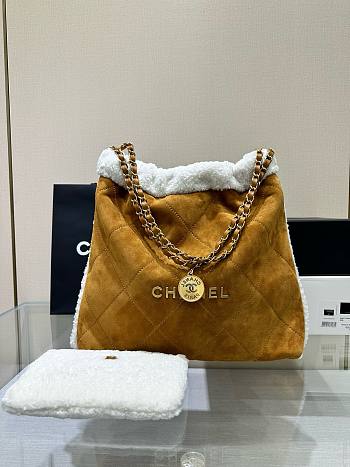 Bagsaaa Chanel 22 Bag Brown Suede Gold Hardware - 39x42x8cm