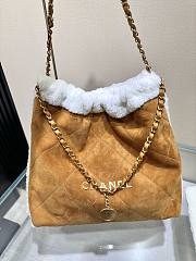 Bagsaaa Chanel 22 Bag Brown Suede Gold Hardware - 39x42x8cm - 6