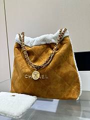 Bagsaaa Chanel 22 Bag Brown Suede Gold Hardware - 39x42x8cm - 3