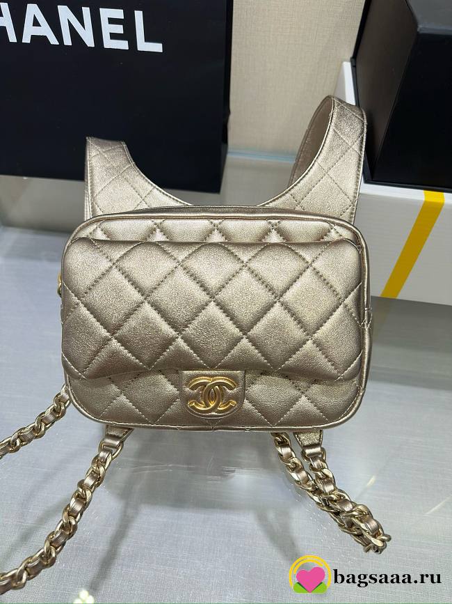Bagsaaa Chanel Backpack In Gold Leather - 19x20x5.5cm - 1