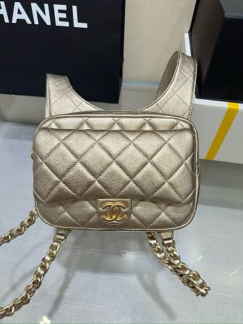 Bagsaaa Chanel Backpack In Gold Leather - 19x20x5.5cm