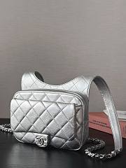 	 Bagsaaa Chanel Backpack In Silver Leather - 19x20x5.5cm - 5