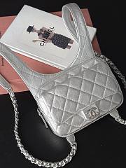 	 Bagsaaa Chanel Backpack In Silver Leather - 19x20x5.5cm - 3