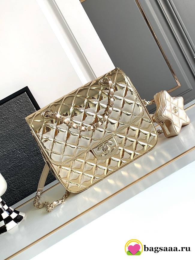 Bagsaaa Chanel 24C Hollywood gold mirror calfskin leather backpack - 1