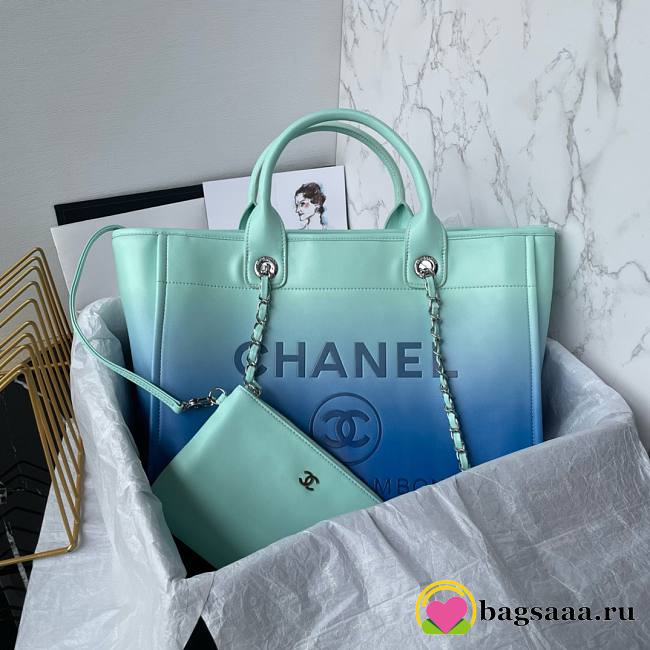 	 Bagsaaa Chanel Deauville Shopping Tote Blue - 34cm - 1