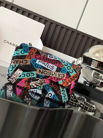Bagsaaa Chanel Sequins & Ruthenium-Finish Metal Multicolour - 14 × 22 × 7 cm