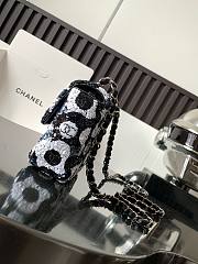Bagsaaa Chanel Mini Flap Bag Sequins & Ruthenium-Finish Metal Black, White & Blue - 4