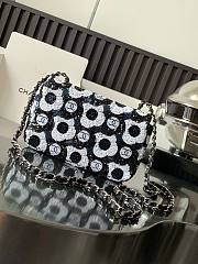 Bagsaaa Chanel Mini Flap Bag Sequins & Ruthenium-Finish Metal Black, White & Blue - 3