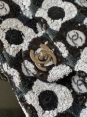 Bagsaaa Chanel Mini Flap Bag Sequins & Ruthenium-Finish Metal Black, White & Blue - 2