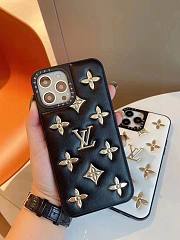 Bagsaaa louis Vuitton Puffer Leather With Gold Logo Phone Case - 1